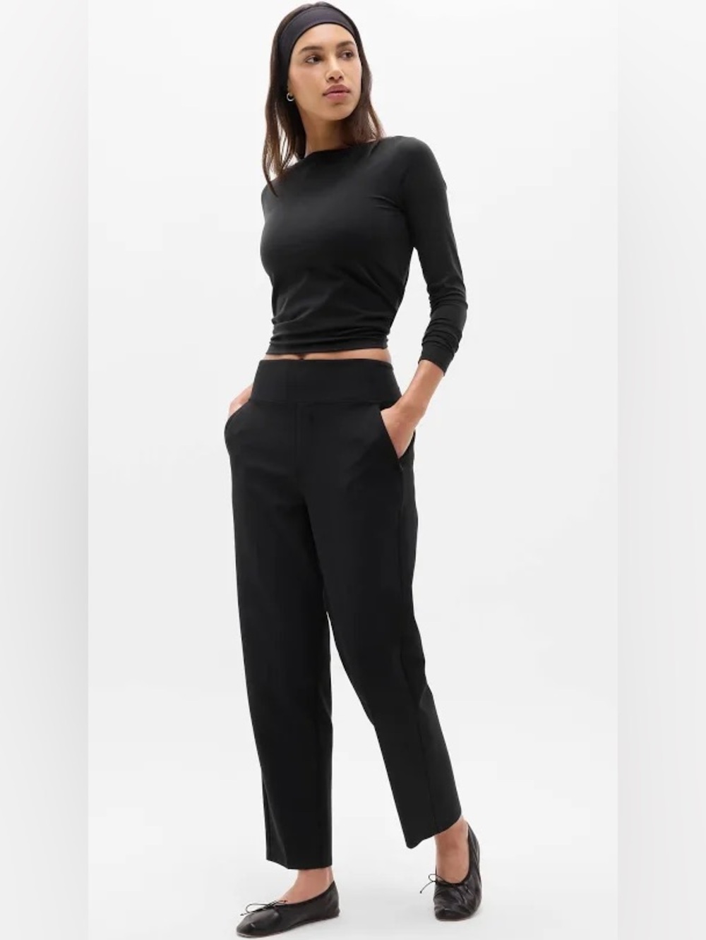 Athleta Endless High Rise Black Straight-Leg  Pants size 12